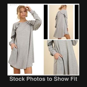 🎀 BOGO SALE - Long Sleeve Ruffle Pocket Dress